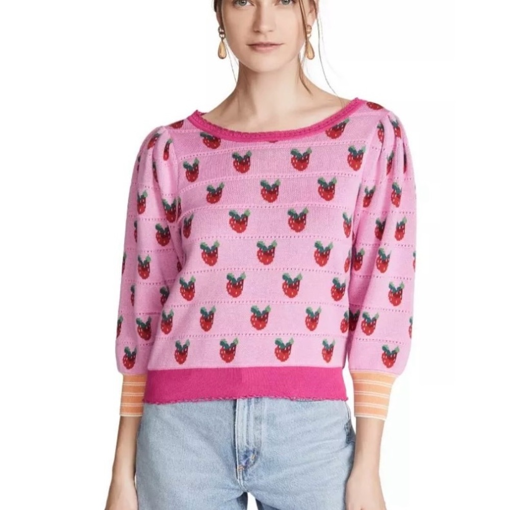 LoveShackFancy Pink Strawberry Sweater